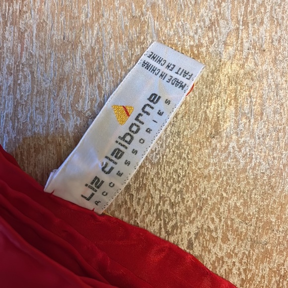 Liz claiborne red silk 1990s 90s Scarf vintage - Picture 8 of 8